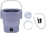 Machine de lavage portable, Machine de nettoyage pliante Grande capacité Séchage à spin doux Mini Lave-linge à seau portable US Connecteur 100 Aux 240V Voyage Wash Bucket pour Home Apartment Camping (Purple)