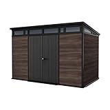 Keter Gartenhaus Signature 11x7, Gerätehaus Kunststoff in Rosenholzoptik, 340x218x226 cm, abschließbar, mit Bodenplatte