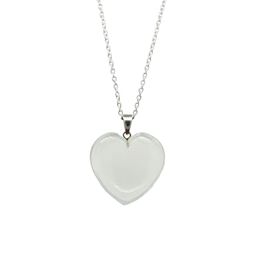 Gempires Clear Quartz Heart Crystals Pendant Necklace, Heart Pendant Necklace For Women, Healing Necklace, 20 Inches (18 + 2 Inch Extender) Adjustable Silver Plated Chain #TOP15