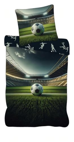 Juego de ropa de cama de fútbol para niño, 135 x 200 cm + 80 x 80 cm, 100% algodón