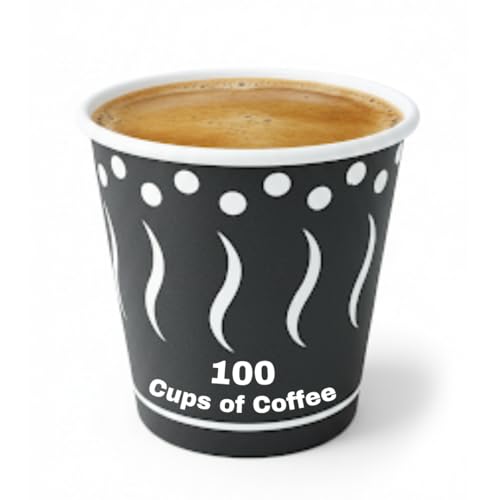 Linea7 Lot de 100 gobelets à café recyclables en carton écologique et biodégradable, résistants aux boissons chaudes et froides, n'altérent pas le goût (100, 100 flocons comme photo, 90 ml)