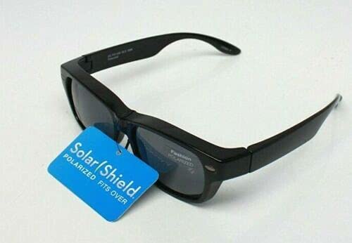 Solar Shield Dioptics Solar shield Fits over Sunglasses (FO-056) UnisexWay shape Black glossy frame,Smoke lenses 54 mm,Gray,SS FO-0563