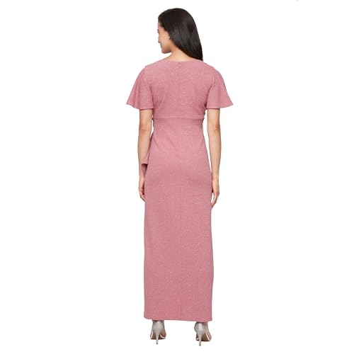 Image of S.L. Fashions Women's Long Empire Waist Mother of The Bride Dress with Side Ruffle & Surplice Neck (Petite and Regular Sizes)