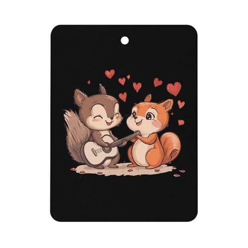 Squirrel Playing Guitar Car Air Freshener Hanging Aromatherapy Tablets for Car Accessories Square