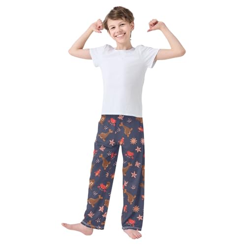 ZZXXB Seal Crab Boys Long Pants Soft Trousers Elastic Waist Kids Lounge Bottoms with Pockets S-XL2