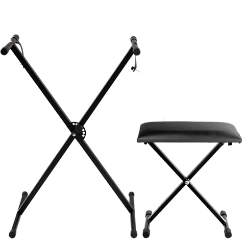 Kit Pedestal em X + Banco Acolchoado para Teclados Casio CTK-3500 e Linha CTS-200 CT-S300 Entre outr