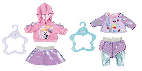 Zapf Creation 828182 BABY born Fashion 43cm, Puppenkleidung Puppenzubehör in lila rosa bestehend aus Kapuzenshirt und…