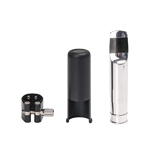 Yibuy Jazz Tenor Sax Mouthpiece Set 8# Saxophone Replacement Parts Silver