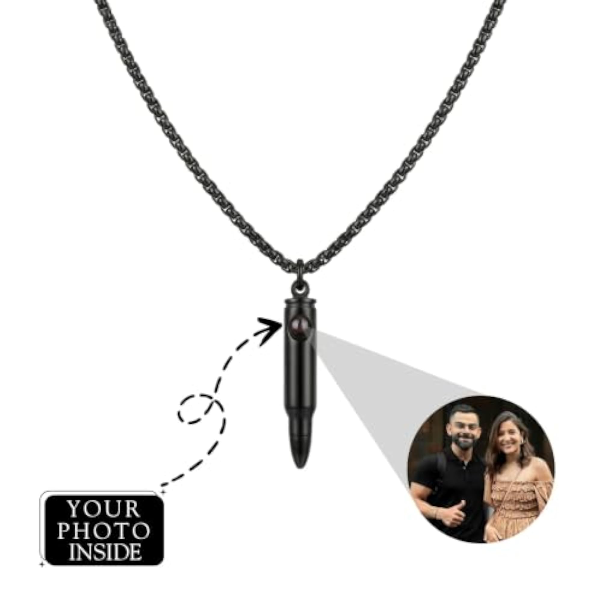 Personalized Photo Pendant Chain Necklace for Men