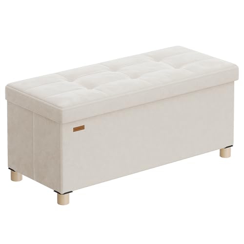 SONGMICS Storage Ottoman Bench, Folding Storage Chest, 15 x 30 x ...