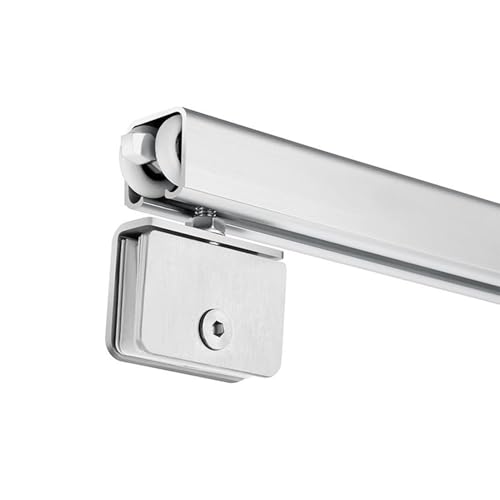 Kit Rail pour Porte Coulissante en Verre de 5-8 mm avec Roulettes, Kit de Quincaillerie Systeme...