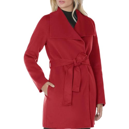 Image of TAHARI Women's Double-faced Luxury Soft Wool Blend Peacoat- Wrap Wool Coat With Removable Belt