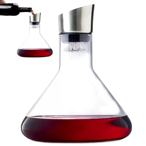 Decanter Per Vino Cristallino, Decanter Per Vino Da 1500 Ml Con Aeratore, Decanter Per Vino Rosso In Vetro Di Grande Capacità, Caraffa Creativa Per Vino Rosso Con Dispenser Incorporato, Decanter