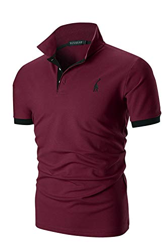 YCUEUST Polo para Hombre Manga Cortas Bordado Contrast Collar Golf Camiseta Rojo EU S Cover