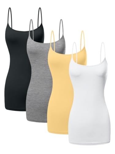 Image of Women's Long Cotton Camisole Spaghetti Strap Tank Top