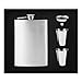 TopTie Flasque en acier inoxydable de 237 ml avec entonnoir et tasses, cadeau pour mariage/marié (argent)