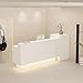 BK&MF Modern Reception Desk with LED Lights,Checkout Counter with Storage Retail Counter Lockable Drawer Front Counter Table for Salon Lobby Shop,A,150x50x110cm(59x20x43inch)