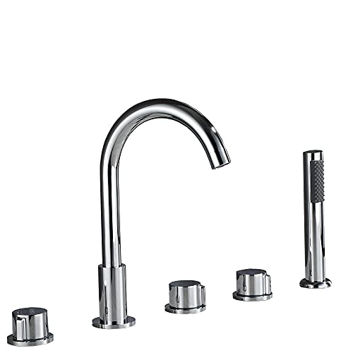 Mitigeur de baignoire-douche chromé avec ensemble 5 pièces et flexible long