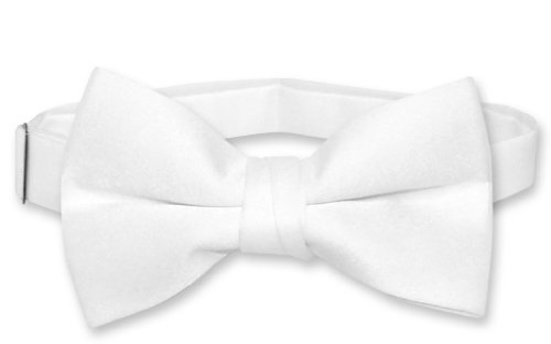 Vesuvio Napoli BOY'S BOWTIE Solid WHITE Color Youth Bow Tie
