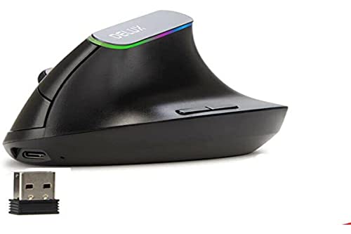 DeLUX - Ratón inalámbrico óptico RGB M618 - Gaming, ergonómico, Recargable - Negro