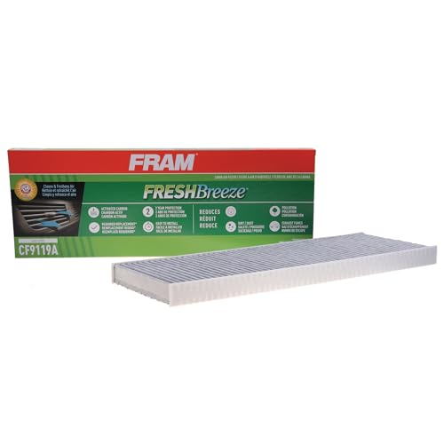 FRAM Fresh Breeze Cabin Air Filter Replacement for Car Passenger Compartment w/ Arm and Hammer Baking Soda, Easy Install, CF9119A for Select GM Vehicles , white