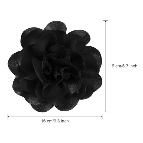 Image of 6.3 inch Large Flower Rose Brooch Pins for Women Fashion | Elegant Black Rose Hair Clip Large Flower Brooches for Women, Floral Clips & Lapel Brooch Pin for Dresses, Must Have in Fashion Dress Accessories