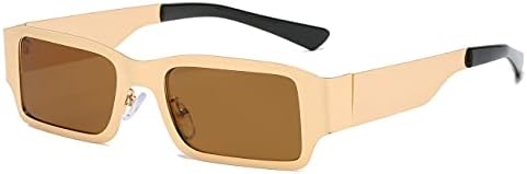 Long Keeper Retro Rectangle Sunglasses for Men Women, Classic Mens Square Sunglasses Metal Frame UV400 Sun Glasses Vintage Style Unisex