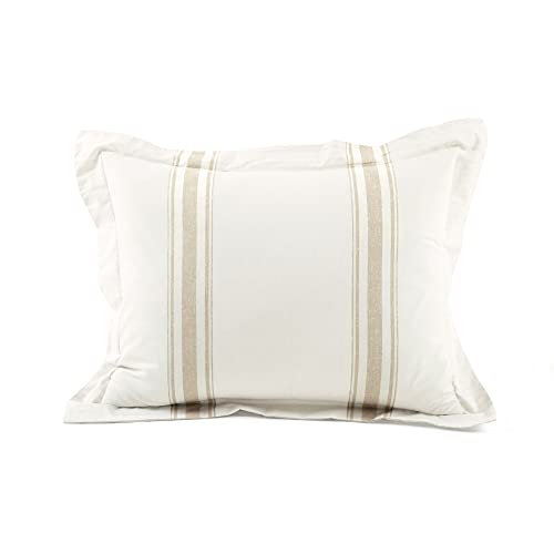 Image of Lush Decor Farmhouse Stripe Reversible Cotton Duvet Cover Twin XL Size 2 Piece Set Neutral - Twin XL Bedding Set - Striped Duvet Cover - Dorm Essentials