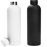 Yopay 2 Pack Stainless Steel Insulated Water Bottle, 25oz / 750ml Leakproof Vacuum Water Containers, Sports Water Bottles for The Go, Travel Hiking Camping Thermal Flask for Drinks Cold and Hot