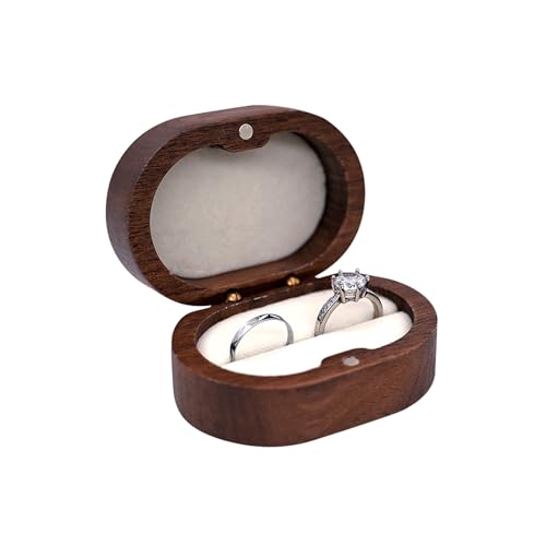 WisePoint Caja Anillo, Porta Alianzas Boda de Madera de Una Sola Ranura,Oval Joyero Viaje para Anillos, Organizador Anillos para Bodas, Compromisos, Propuestas de Matrimonio (blanco)