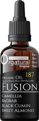 Orgatural Natural Beauty Oil Blend No.187 - Camellia Oil, Baobab Oil, Black Seed Oil, Sweet Almond Oil - Vitamin E, A & Omega Rich - Cold Pressed for Face Oil, Skin Care, Hair Oil, Cuticle Oil