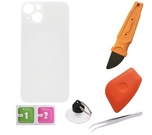 THE TECH DOCTOR Replacement Glass Back Cover Rear Housing for iPhone 14 WHITE - Complete with Tools - Professional Repair KiT