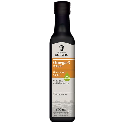 Dr. Budwig Premium Omega 3 Öl Vegan (250ml) - Zellgold für die Generation 50plus - hochdosiertes natürliches DHA & EPA - Algenöl, Leinöl Bio & Sanddornöl Bio - hochdosiertes DHA & EPA - flüssig Dr. Budwig Premium Omega 3 Öl Vegan (250ml) - Zellgold für die Generation 50plus - hochdosiertes natürliches DHA & EPA - Algenöl, Leinöl Bio & Sanddornöl Bio - hochdosiertes DHA & EPA - flüssig