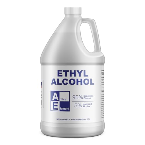 Ethyl Alcohol (Ethanol) 95% Denatured 1 Gallon High Purity Multi-Use Solvent Lab Electronics Shellac Thinner & Surface Cleaning 5% Isopropyl No Methanol Made in USA