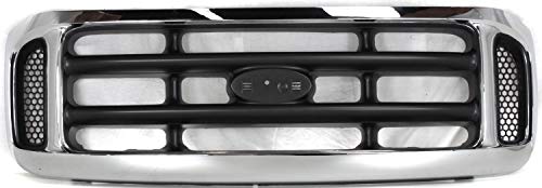Garage-Pro Grille Assembly Compatible with 1999-2004 Ford F-250 Super Duty F-350 Super Duty F-450 Super Duty Chrome Shell with Painted Gray Insert CAPA Certified