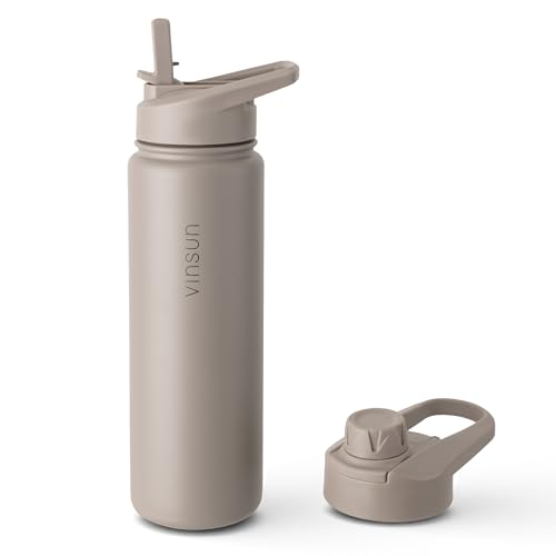 Vinsun Gourde Isotherme 750ml - Gourde Inox avec Paille et Ouverture pour Boire - Bouteille Isotherme Anti-fuite, sans BPA, Reutilisable