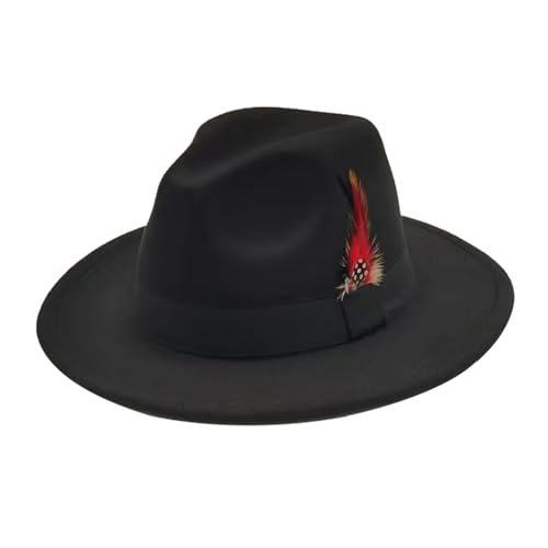 Image of Mens Fedora Hats Classic Wide Brim Fedora Hat for Women Men Dress Hats Panama Hat with Band