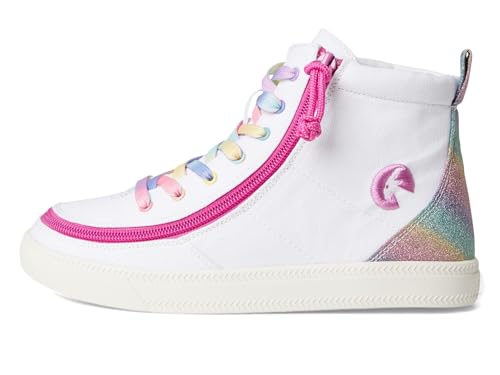 BILLY Footwear Kids Classic Lace High Sneakers for Toddler, Little, and Big Kids - Breathable Textile Lining, Padded Footbed, and Zipper Closure