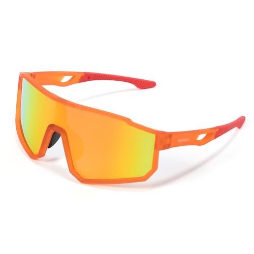 DEPHILA Polarized Sports Sunglasses for Men Women Cycling Sunglasses for Teens Baseball Biking with UV400 Protection (A01-Orange)