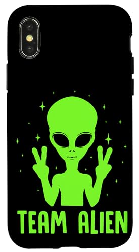 Coque pour iPhone X/XS Alien Lover Funny UFO Abduction Team Alien pour hommes, femmes et enfants