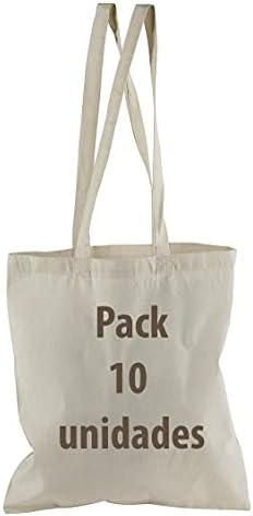 10 x Natural Cotton Bag - 41 x 37 cm - Long Handles