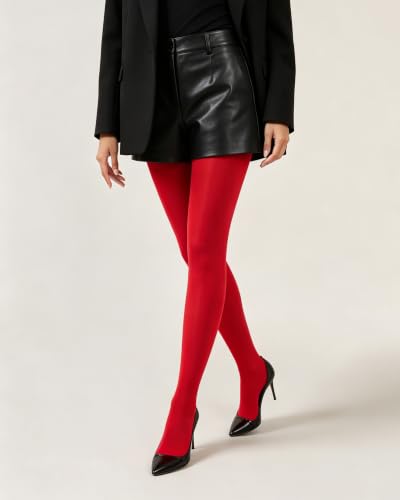 Image of Luxdovi Women Ultra Soft 50 Denier Silky Tights Semi Opaque Solid Color Pantyhose High Waist Footed Stockings