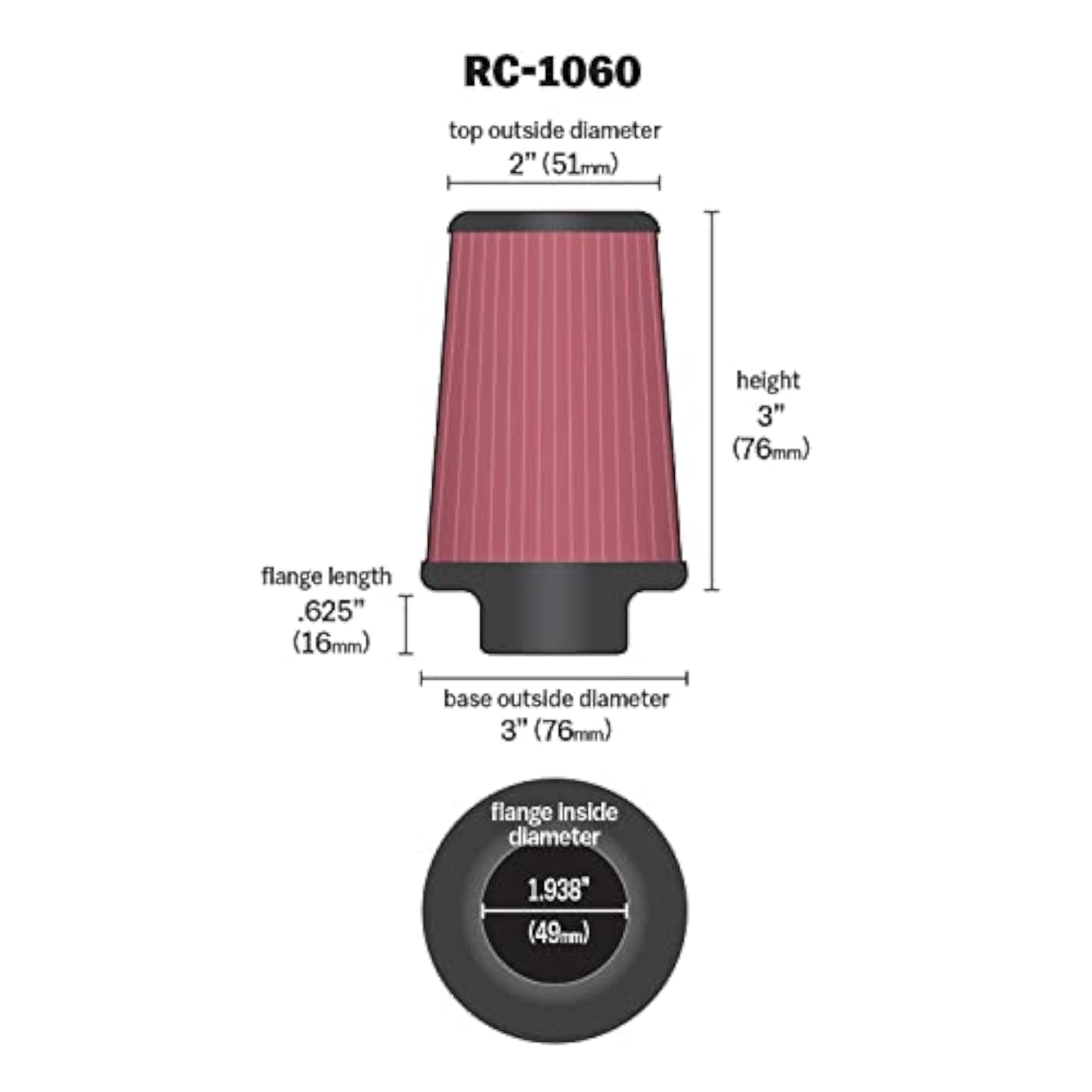 RC-1060 Universal Clamp-On Air Filter
