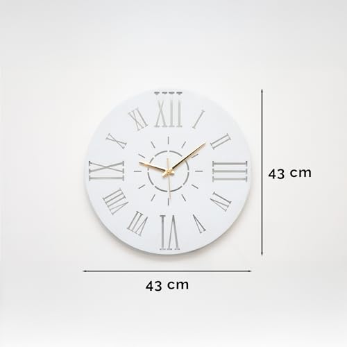 Image of METSY Metal Laser Cut Numerical Analogue Art WallClock White for Home and Office | Metal Wall Art | Wall Decor Items (Analogue Round Wall Clock)
