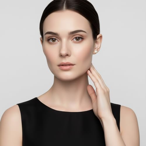 VIKI LYNN Boucles d'Oreilles Perles Clous Fantaisie Bijoux Femme en Perle Blanche d'Eau Douce et Argent 925 Classique et Raffiné Idée Cadeau Noël Femme – vue 5