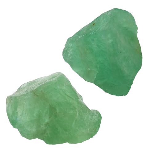 Apengshi Green Fluorite Raw Crystals 2PCS Natural Rough Rocks Healing Crystal and Stones DIY Raw Stones Meditation Fountain Garden Home Decor