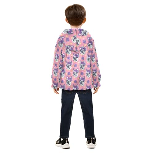 Cute Dog Puppy Flowers Boys Fleece Coat,Children's Zip-Up Hoodie Jacket,Baby Warm Fashion Outerwear 3-10T,A1134624
