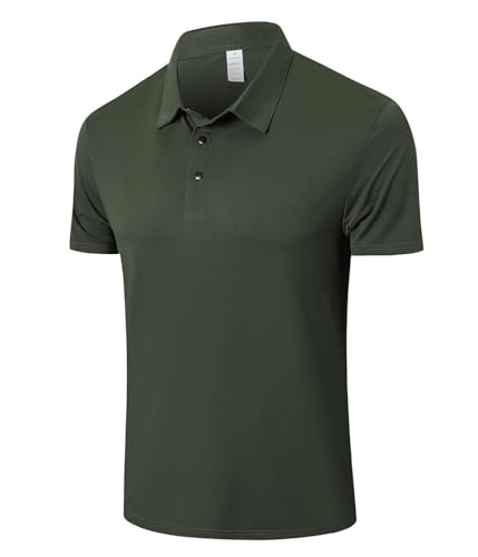 ZENGVEE Men's Polo Shirts Short Sleeve Quick Dry Golf Polo Shirt for Men Adult UK Breathable Outdoor Sport Casual Work Golf Tennis Tops Classic Polo Collared T-Shirts（P8050-Green-XL）