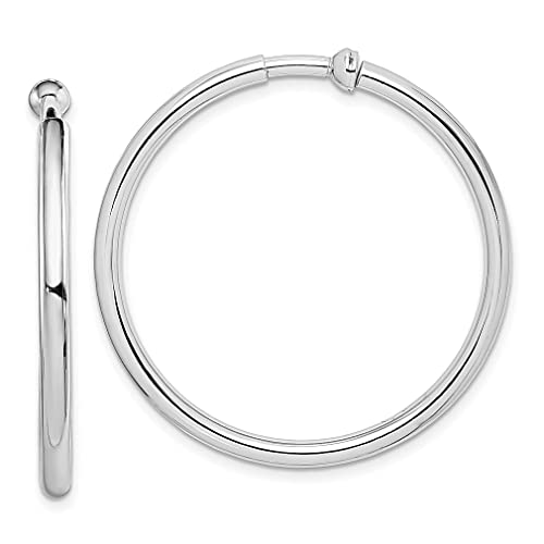 925 Sterling Silver Rh Plated 2.5X37Mm Non Pierced Round Hoop Earrings Fine Jewelry For Women Gifts For Her #TOP14