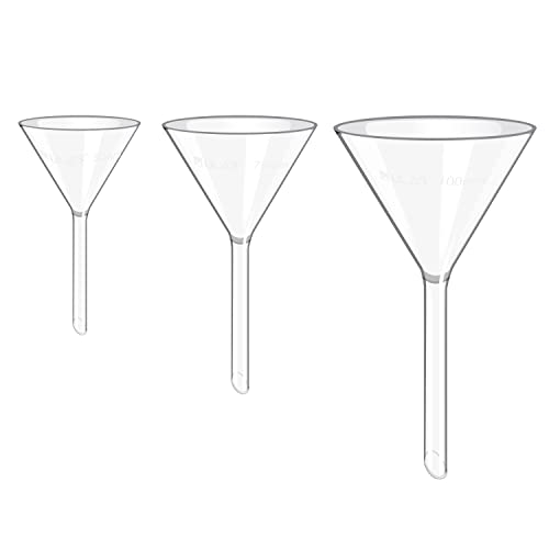 image for ULAB Scientific Glass Funnel Set, 1 of Each Size 50mm 75mm 100mm with 